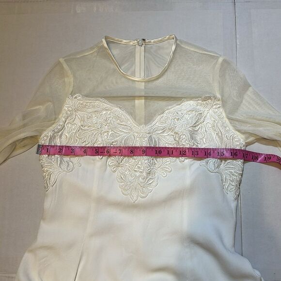 Vintage Jessica McClintock bridal dress cream mesh top. Ivory color size 12 - Picture 12 of 13